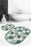 Set di 2 Tappetini da bagno antiscivolo Ceren BPS606 Oval Multicolore, 100 x 60 cm / 60 x 50 cm (2)