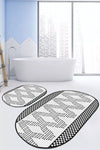 Set di 2 Tappetini da bagno antiscivolo Ceren BPS607 Oval Multicolore, 100 x 60 cm / 60 x 50 cm