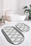 Set di 2 Tappetini da bagno antiscivolo Ceren BPS607 Oval Multicolore, 100 x 60 cm / 60 x 50 cm (1)