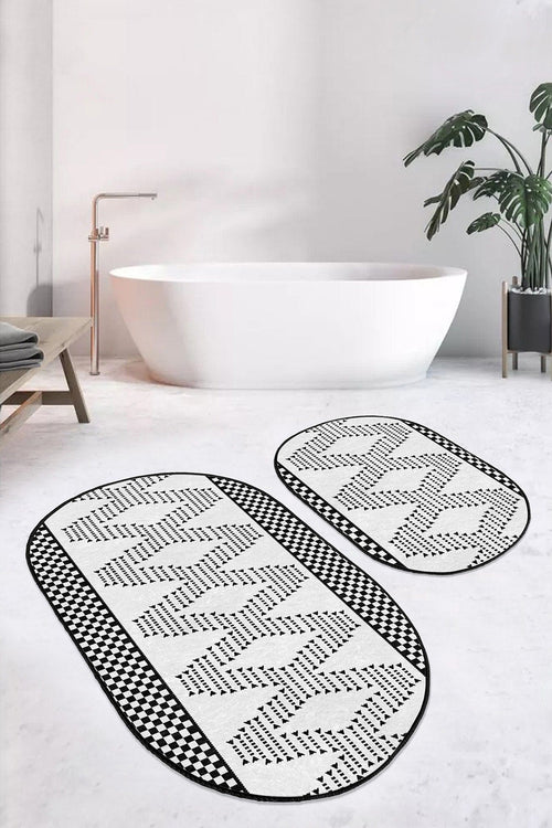 Set di 2 Tappetini da bagno antiscivolo Ceren BPS607 Oval Multicolore, 100 x 60 cm / 60 x 50 cm (1)