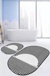 Set di 2 Tappetini da bagno antiscivolo Ceren BPS608 Oval Multicolore, 100 x 60 cm / 60 x 50 cm (1)