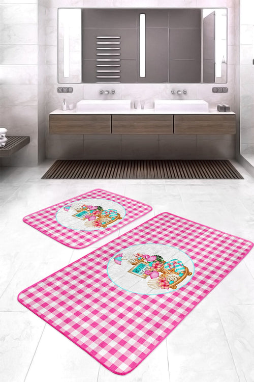 Set di 2 Tappetini da bagno antiscivolo Ceylan BPS402 Rectangle Multicolore, 100 x 60 cm / 60 x 50 cm (1)