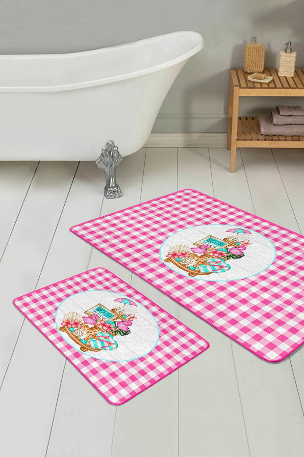 Set di 2 Tappetini da bagno antiscivolo Ceylan BPS402 Rectangle Multicolore, 100 x 60 cm / 60 x 50 cm (2)