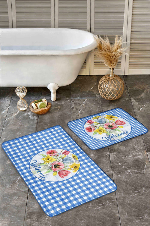 Set di 2 Tappetini da bagno antiscivolo Ceylan BPS403 Rectangle Multicolore, 100 x 60 cm / 60 x 50 cm (1)