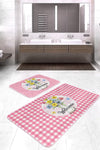Set di 2 Tappetini da bagno antiscivolo Ceylan BPS404 Rectangle Multicolore, 100 x 60 cm / 60 x 50 cm