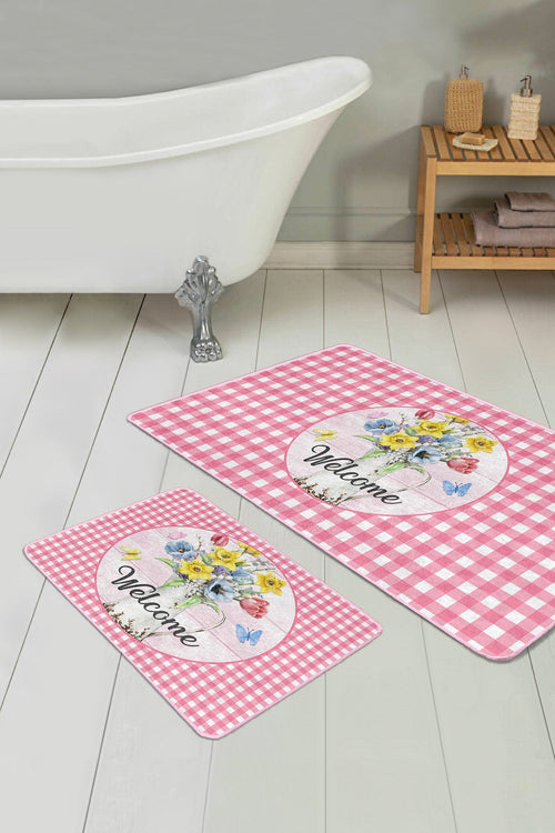 Set di 2 Tappetini da bagno antiscivolo Ceylan BPS404 Rectangle Multicolore, 100 x 60 cm / 60 x 50 cm (1)