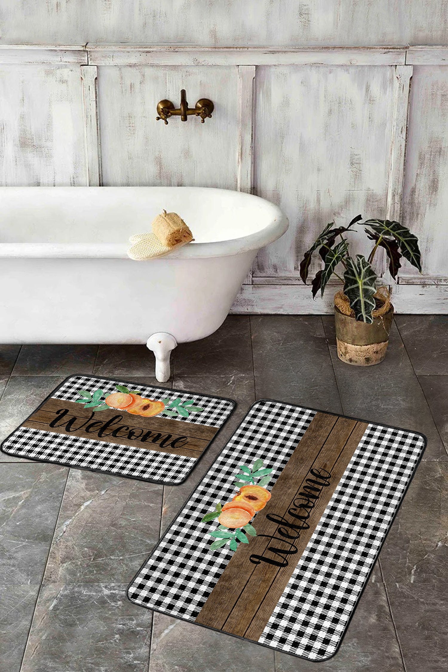 Set di 2 Tappetini da bagno antiscivolo Ceylan BPS407 Rectangle Multicolore, 100 x 60 cm / 60 x 50 cm