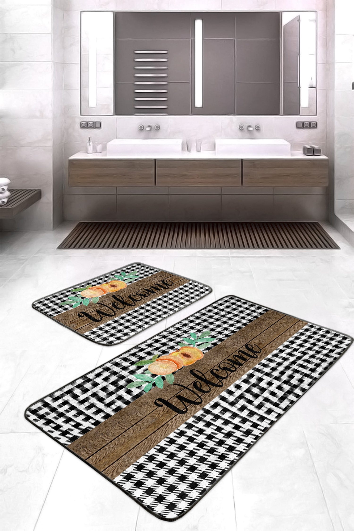 Set di 2 Tappetini da bagno antiscivolo Ceylan BPS407 Rectangle Multicolore, 100 x 60 cm / 60 x 50 cm (1)