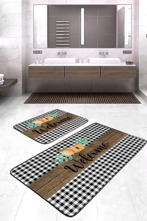 Set di 2 Tappetini da bagno antiscivolo Ceylan BPS407 Rectangle Multicolore, 100 x 60 cm / 60 x 50 cm (1)