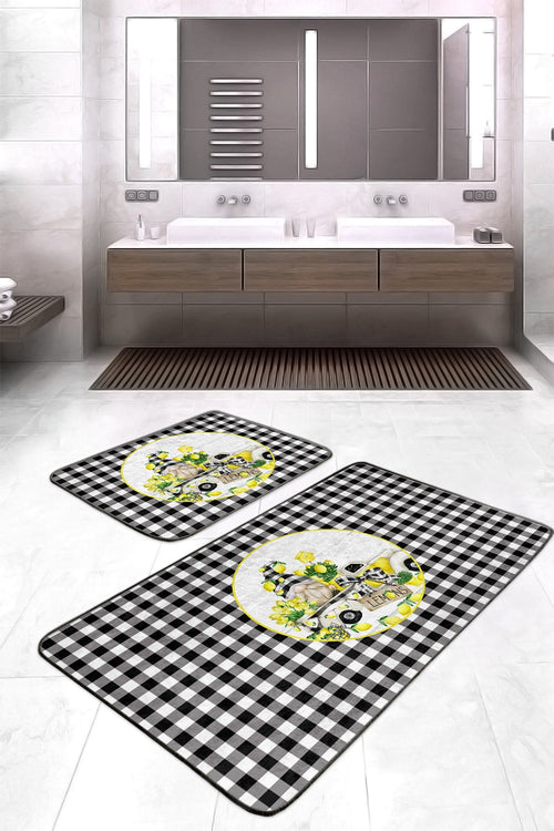 Set di 2 Tappetini da bagno antiscivolo Ceylan BPS408 Rectangle Multicolore, 100 x 60 cm / 60 x 50 cm