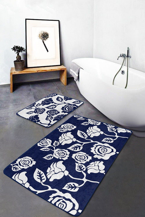 Set di 2 Tappetini da bagno antiscivolo Cicek BPS478 Rectangle Multicolore, 100 x 60 cm / 60 x 50 cm