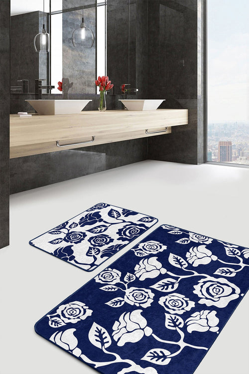 Set di 2 Tappetini da bagno antiscivolo Cicek BPS478 Rectangle Multicolore, 100 x 60 cm / 60 x 50 cm (1)