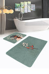 Set di 2 Tappetini da bagno antiscivolo Cicek BPS479 Rectangle Multicolore, 100 x 60 cm / 60 x 50 cm