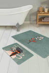 Set di 2 Tappetini da bagno antiscivolo Cicek BPS479 Rectangle Multicolore, 100 x 60 cm / 60 x 50 cm (2)