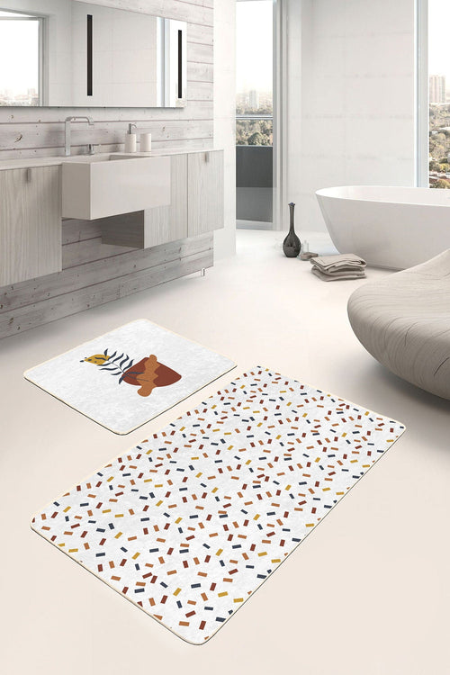 Set di 2 Tappetini da bagno antiscivolo Cicek BPS483 Multicolore, 100 x 60 cm / 60 x 50 cm (1)