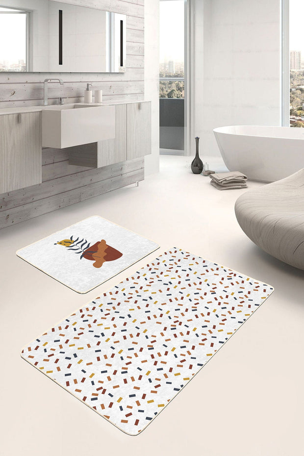 Set di 2 Tappetini da bagno antiscivolo Cicek BPS483 Multicolore, 100 x 60 cm / 60 x 50 cm (1)