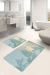 Set di 2 Tappetini da bagno antiscivolo Damla BPS249 Rectangle Multicolore, 100 x 60 cm / 60 x 50 cm