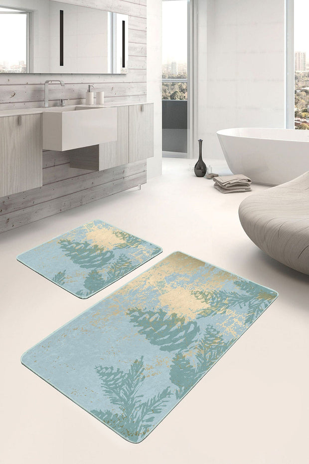 Set di 2 Tappetini da bagno antiscivolo Damla BPS249 Rectangle Multicolore, 100 x 60 cm / 60 x 50 cm