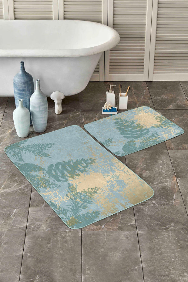 Set di 2 Tappetini da bagno antiscivolo Damla BPS249 Rectangle Multicolore, 100 x 60 cm / 60 x 50 cm (2)