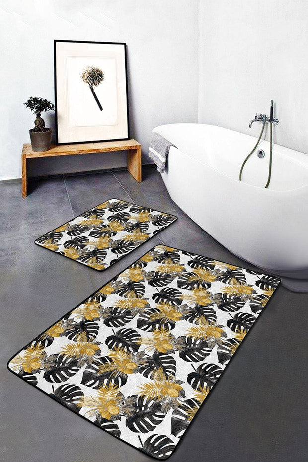 Set di 2 Tappetini da bagno antiscivolo Damla BPS251 Rectangle Multicolore, 100 x 60 cm / 60 x 50 cm (2)