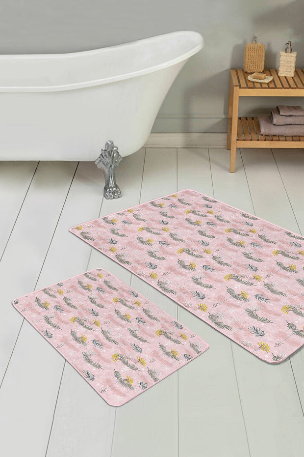 Set di 2 Tappetini da bagno antiscivolo Damla BPS252 Rectangle Multicolore, 100 x 60 cm / 60 x 50 cm (2)