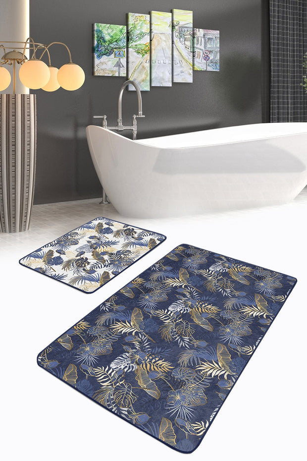 Set di 2 Tappetini da bagno antiscivolo Damla BPS253 Rectangle Multicolore, 100 x 60 cm / 60 x 50 cm (1)