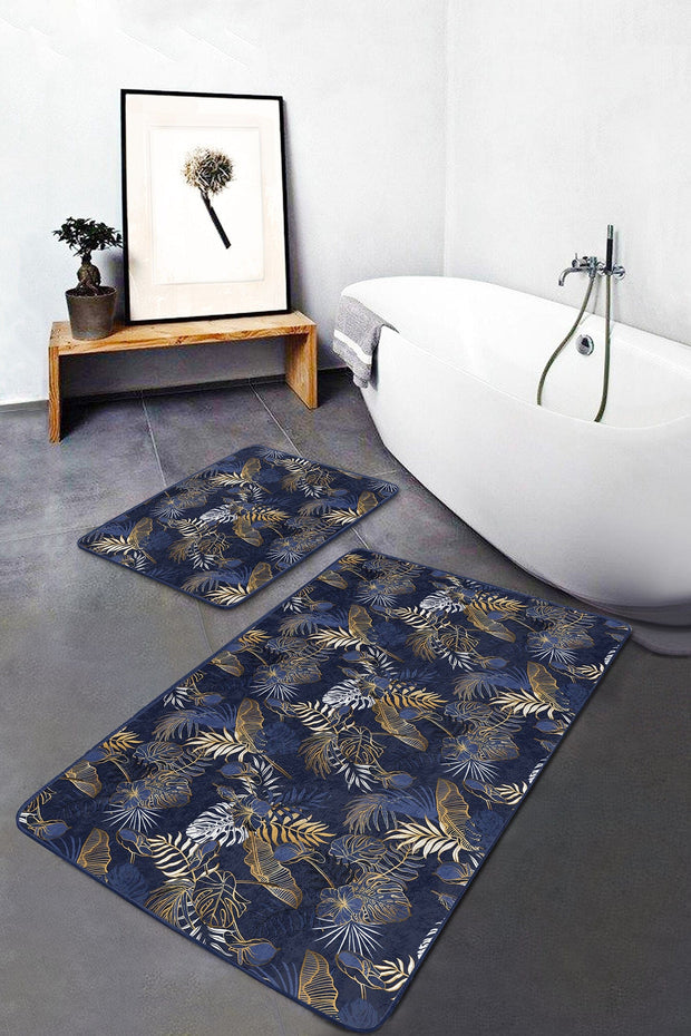 Set di 2 Tappetini da bagno antiscivolo Damla BPS254 Rectangle Multicolore, 100 x 60 cm / 60 x 50 cm