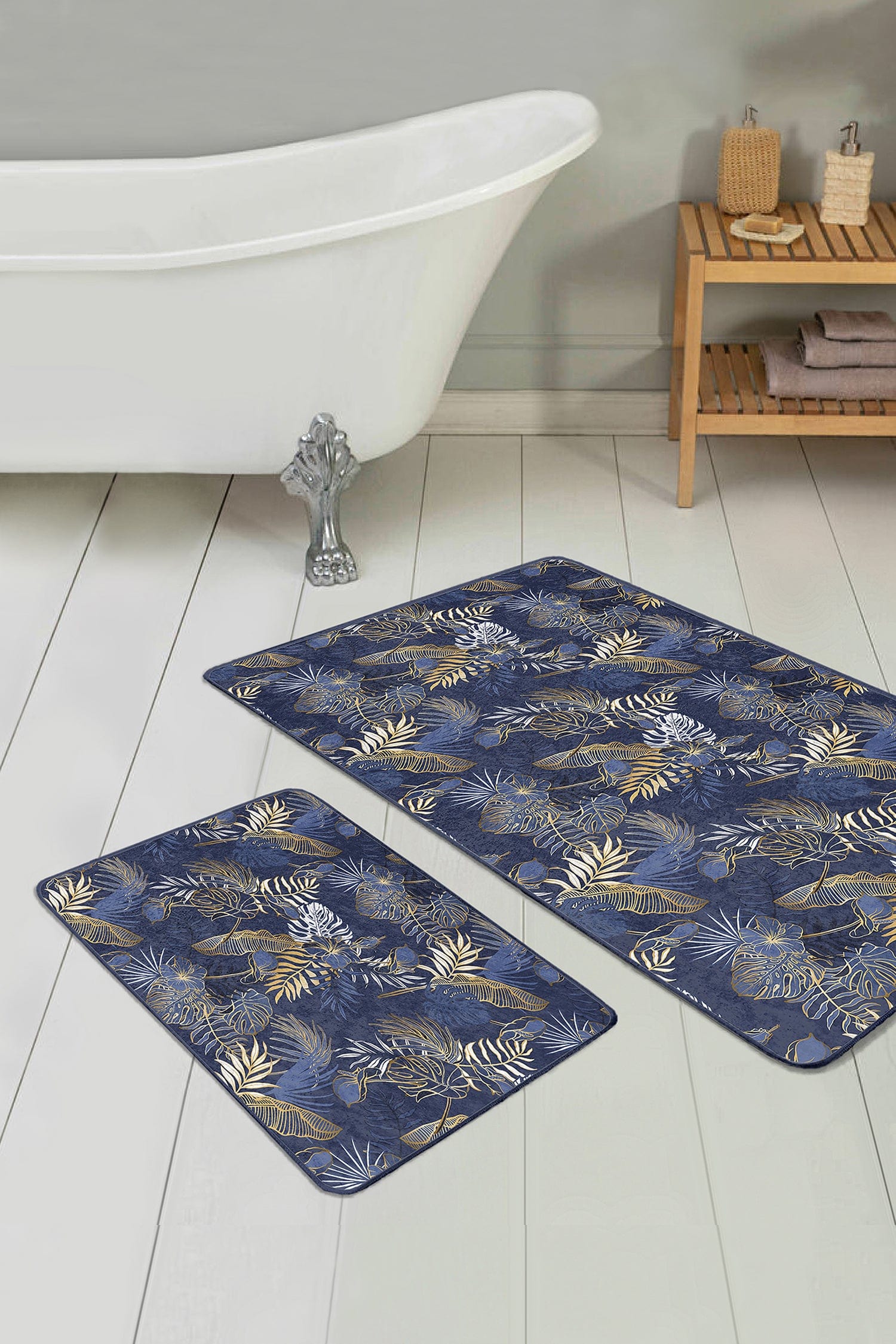 Set di 2 Tappetini da bagno antiscivolo Damla BPS254 Rectangle Multicolore, 100 x 60 cm / 60 x 50 cm (1)
