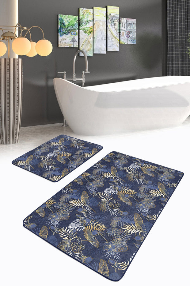 Set di 2 Tappetini da bagno antiscivolo Damla BPS254 Rectangle Multicolore, 100 x 60 cm / 60 x 50 cm (2)