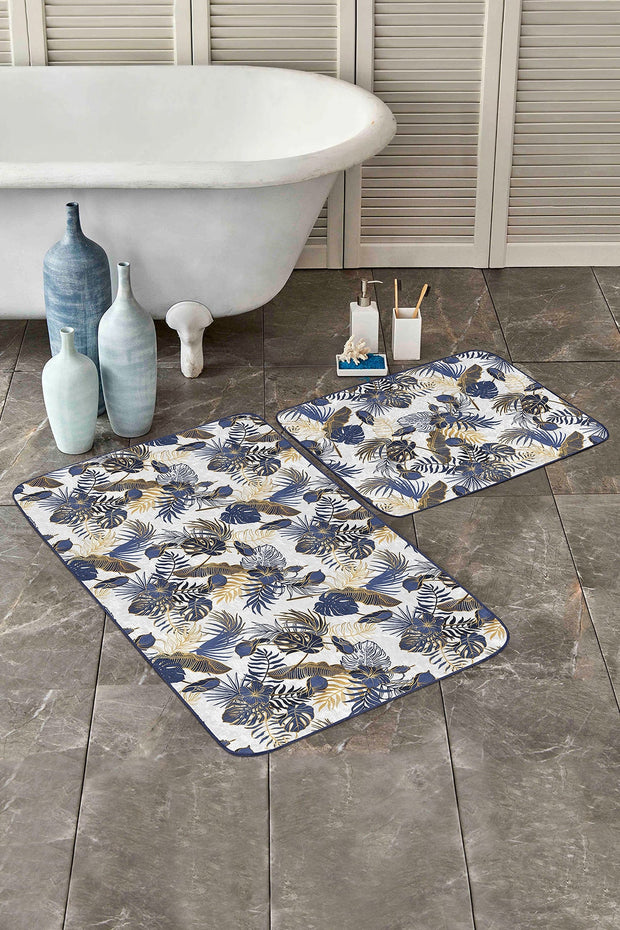 Set di 2 Tappetini da bagno antiscivolo Damla BPS255 Rectangle Multicolore, 100 x 60 cm / 60 x 50 cm
