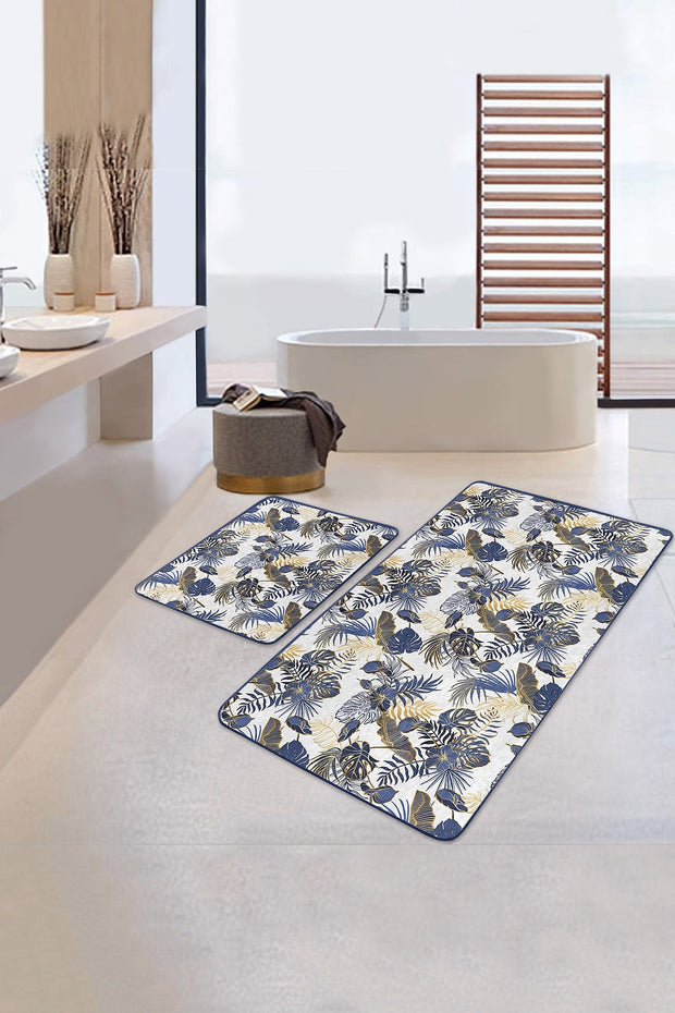 Set di 2 Tappetini da bagno antiscivolo Damla BPS255 Rectangle Multicolore, 100 x 60 cm / 60 x 50 cm (1)