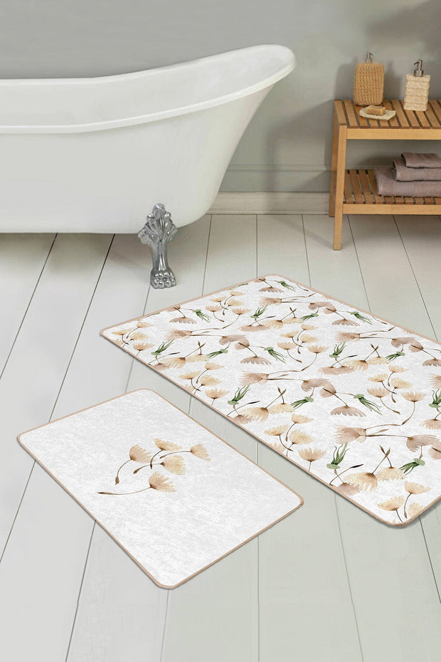 Set di 2 Tappetini da bagno antiscivolo Defne BPS258 Rectangle Multicolore, 100 x 60 cm / 60 x 50 cm (2)