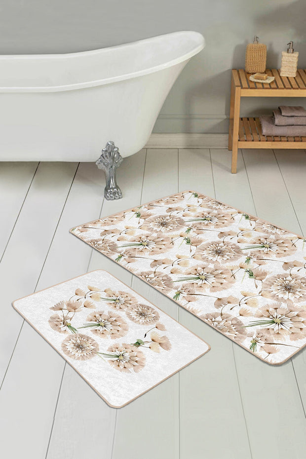 Set di 2 Tappetini da bagno antiscivolo Defne BPS259 Rectangle Multicolore, 100 x 60 cm / 60 x 50 cm