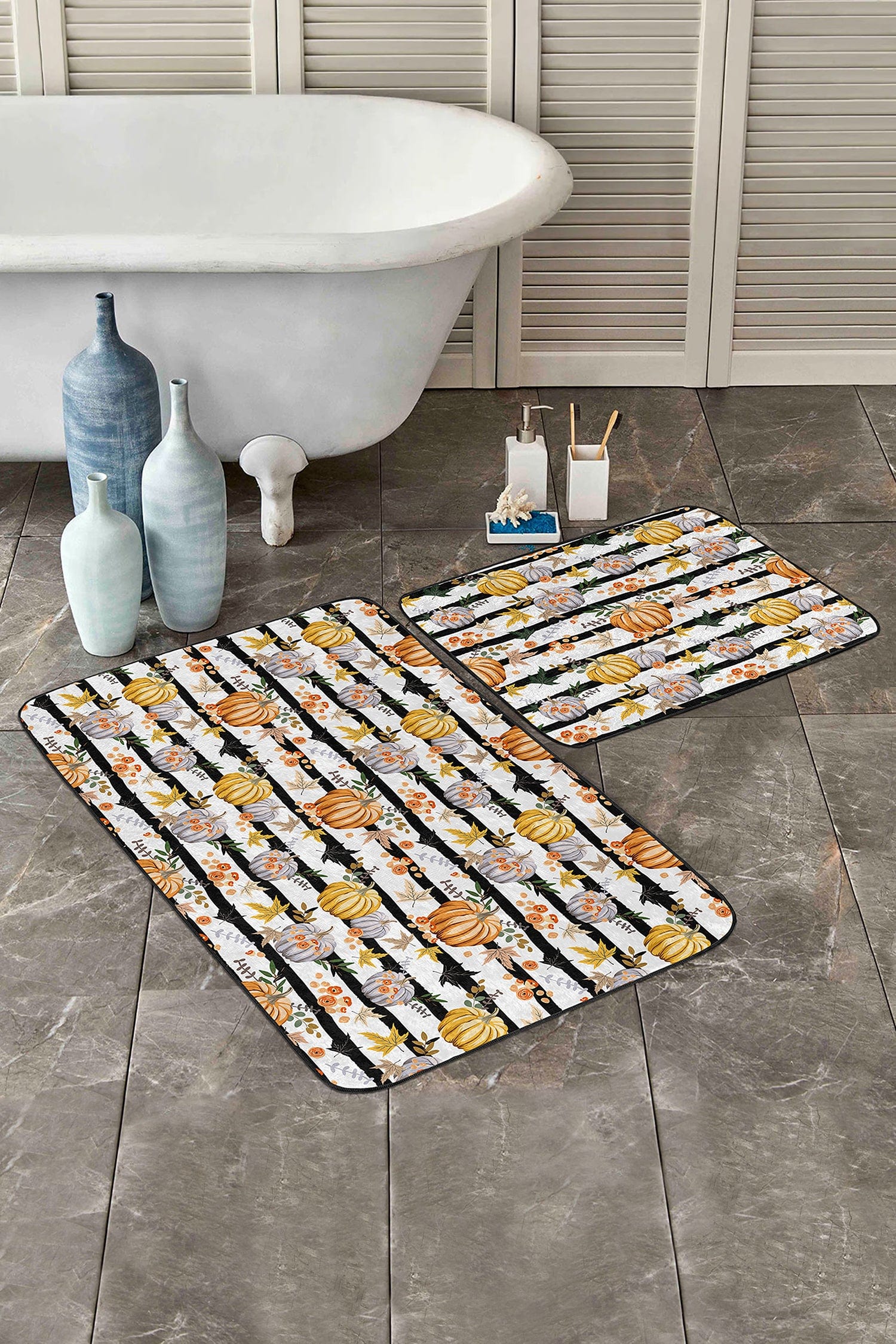 Set di 2 Tappetini da bagno antiscivolo Defne BPS260 Rectangle Multicolore, 100 x 60 cm / 60 x 50 cm (1)