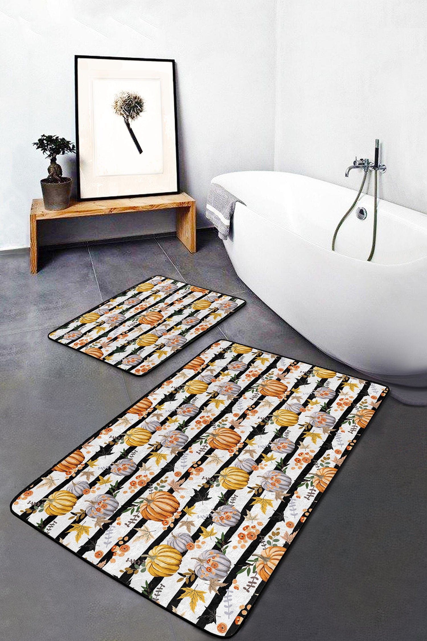 Set di 2 Tappetini da bagno antiscivolo Defne BPS260 Rectangle Multicolore, 100 x 60 cm / 60 x 50 cm (2)
