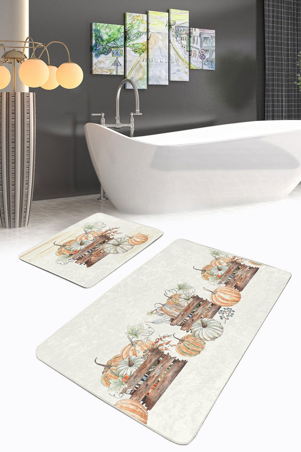 Set di 2 Tappetini da bagno antiscivolo Defne BPS261 Rectangle Multicolore, 100 x 60 cm / 60 x 50 cm (1)