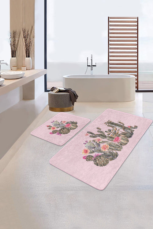 Set di 2 Tappetini da bagno antiscivolo Deniz BPS291 Rectangle Multicolore, 100 x 60 cm / 60 x 50 cm