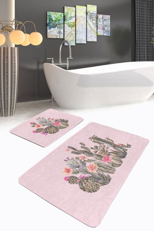 Set di 2 Tappetini da bagno antiscivolo Deniz BPS291 Rectangle Multicolore, 100 x 60 cm / 60 x 50 cm (1)