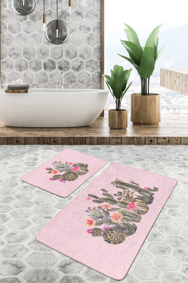 Set di 2 Tappetini da bagno antiscivolo Deniz BPS291 Rectangle Multicolore, 100 x 60 cm / 60 x 50 cm (2)