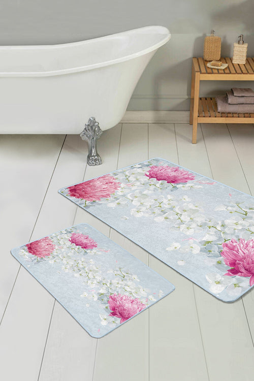Set di 2 Tappetini da bagno antiscivolo Deniz BPS292 Rectangle Multicolore, 100 x 60 cm / 60 x 50 cm