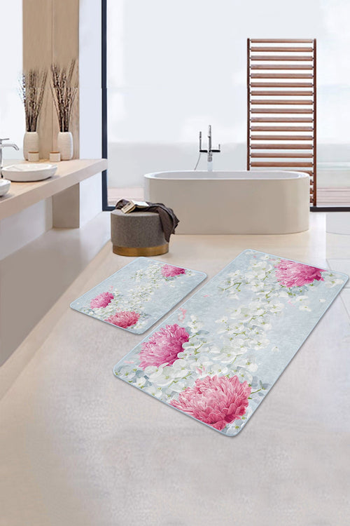 Set di 2 Tappetini da bagno antiscivolo Deniz BPS292 Rectangle Multicolore, 100 x 60 cm / 60 x 50 cm (1)