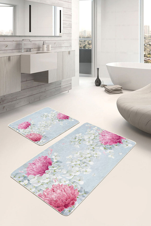 Set di 2 Tappetini da bagno antiscivolo Deniz BPS292 Rectangle Multicolore, 100 x 60 cm / 60 x 50 cm (2)