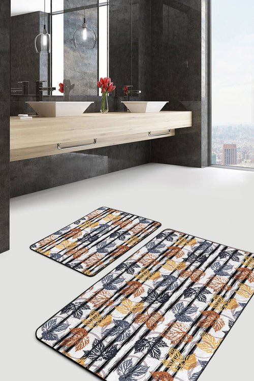Set di 2 Tappetini da bagno antiscivolo Deniz BPS293 Rectangle Multicolore, 100 x 60 cm / 60 x 50 cm