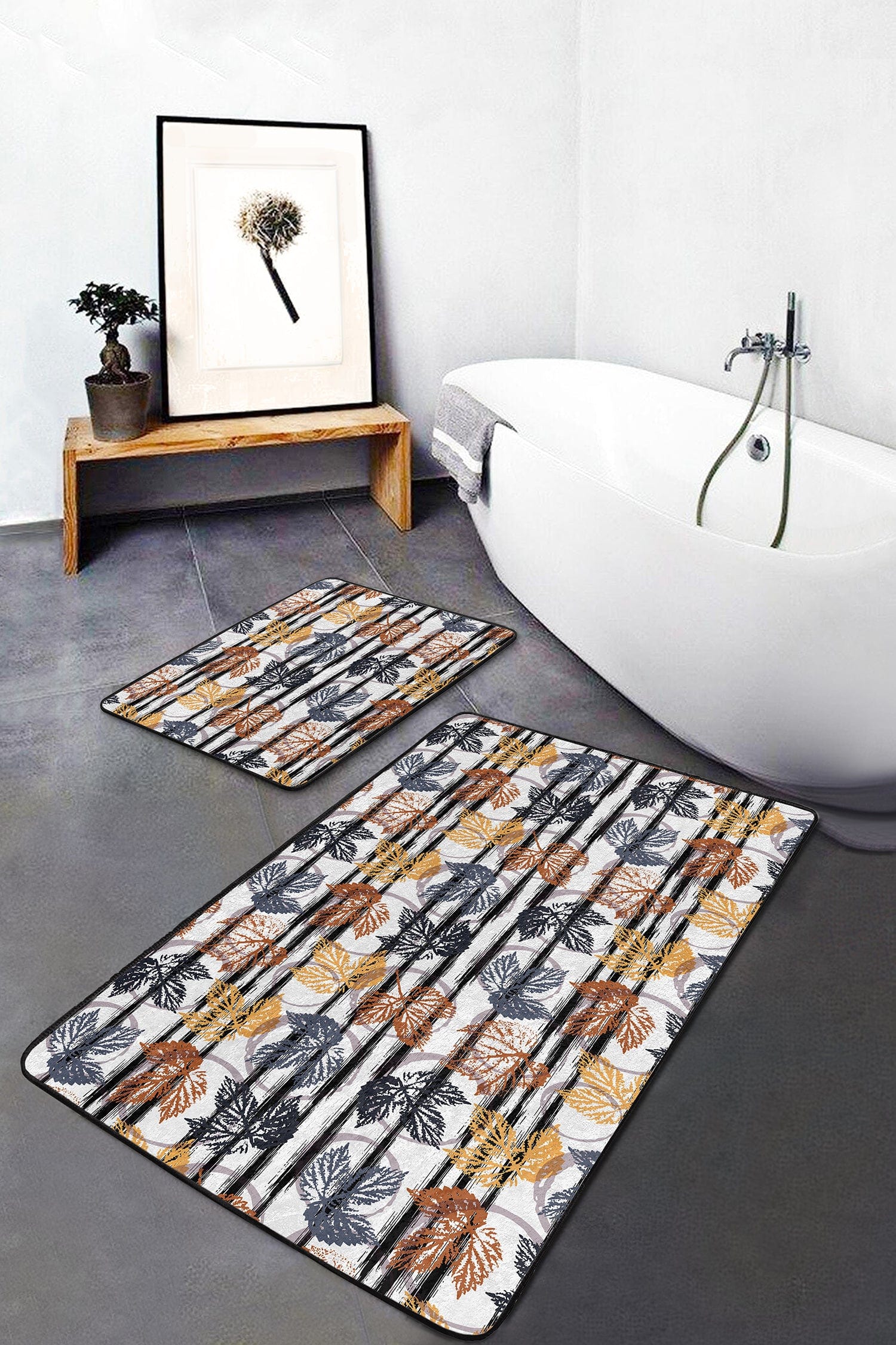 Set di 2 Tappetini da bagno antiscivolo Deniz BPS293 Rectangle Multicolore, 100 x 60 cm / 60 x 50 cm (1)