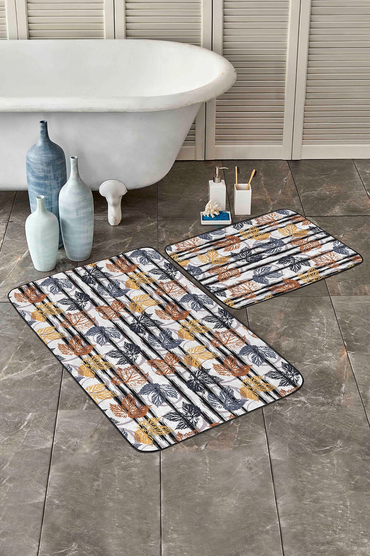 Set di 2 Tappetini da bagno antiscivolo Deniz BPS293 Rectangle Multicolore, 100 x 60 cm / 60 x 50 cm (2)