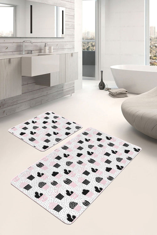 Set di 2 Tappetini da bagno antiscivolo Deniz BPS294 Rectangle Multicolore, 100 x 60 cm / 60 x 50 cm (1)