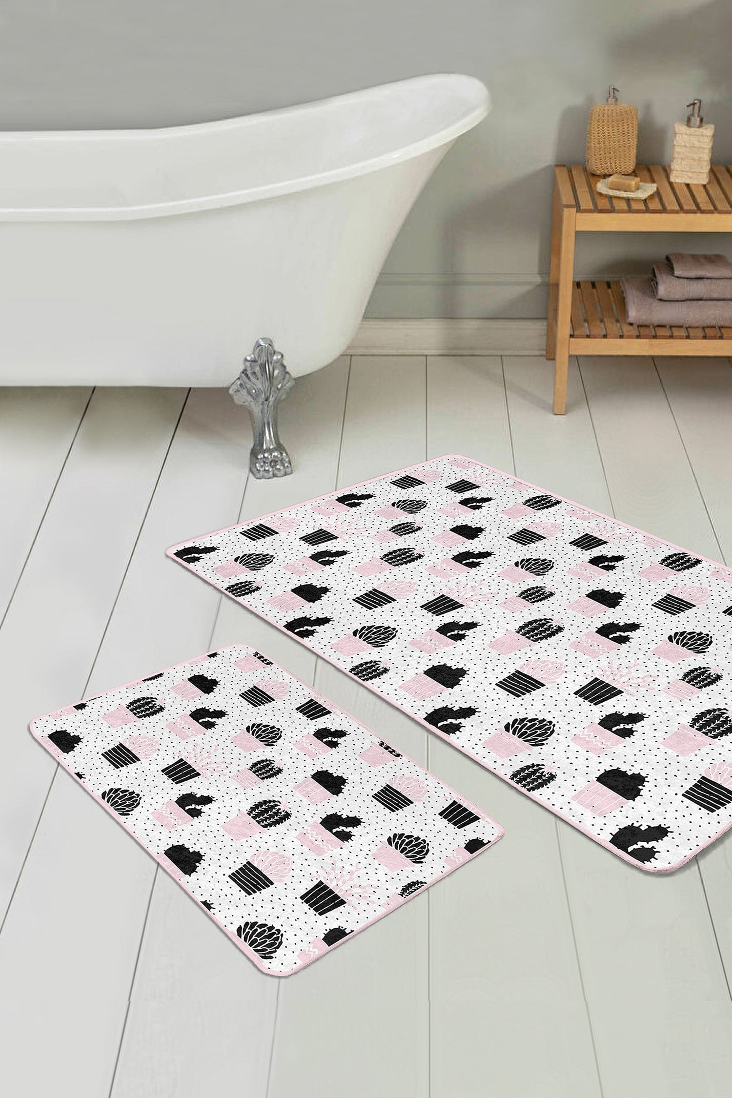 Set di 2 Tappetini da bagno antiscivolo Deniz BPS294 Rectangle Multicolore, 100 x 60 cm / 60 x 50 cm (2)