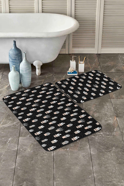Hillkar Global Set di 2 Tappetini da bagno antiscivolo Deniz BPS295 Rectangle Multicolore, 100 x 60 cm / 60 x 50 cm