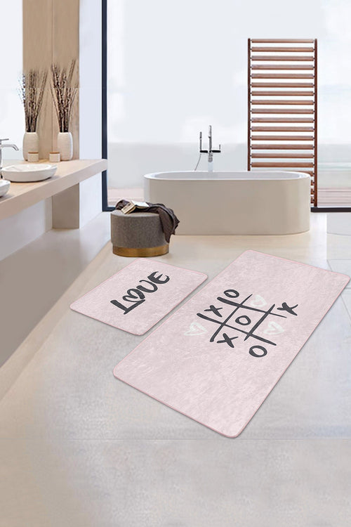 Set di 2 Tappetini da bagno antiscivolo Deniz BPS296 Rectangle Multicolore, 100 x 60 cm / 60 x 50 cm