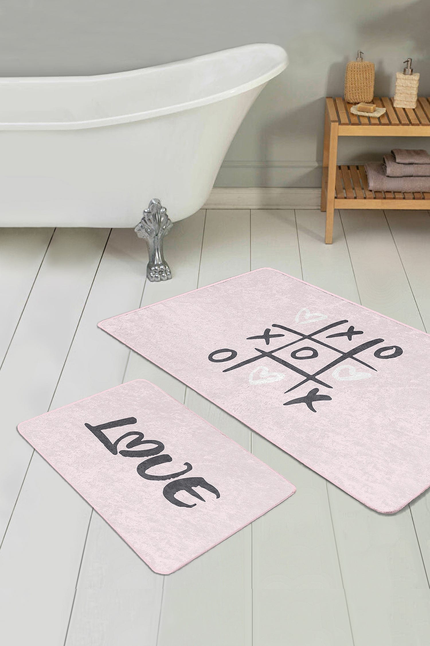 Set di 2 Tappetini da bagno antiscivolo Deniz BPS296 Rectangle Multicolore, 100 x 60 cm / 60 x 50 cm (2)